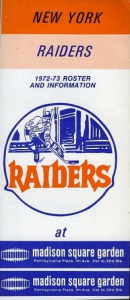 1972-73 New York Raiders Roster Booklet